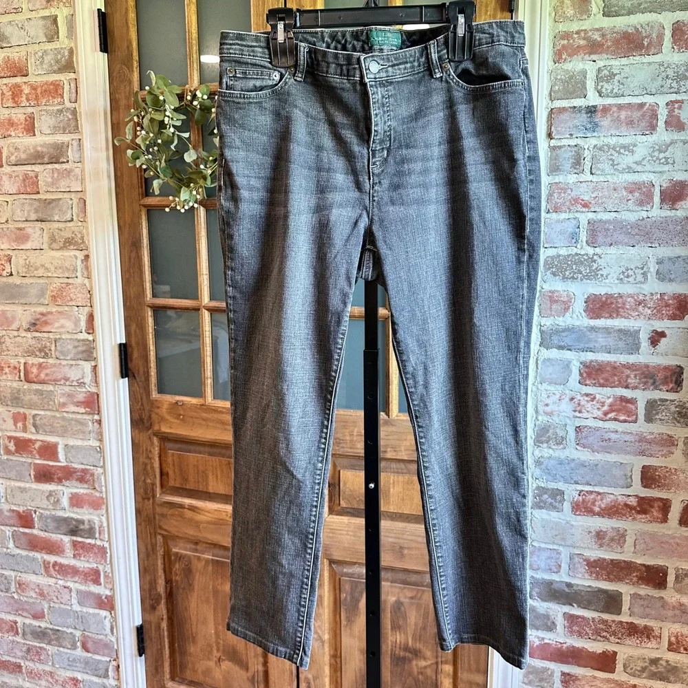 Lauren Ralph Lauren Jeans Women Black Heritage Straight Leg Stretch Denim 16W